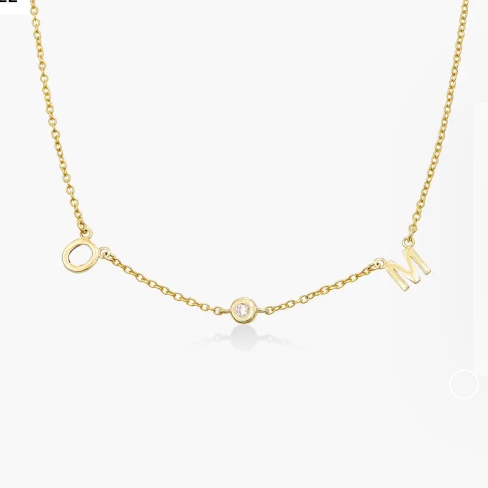 INEZ INITIAL NECKLACE WITH DIAMONDS - 14K SOLID GOLD